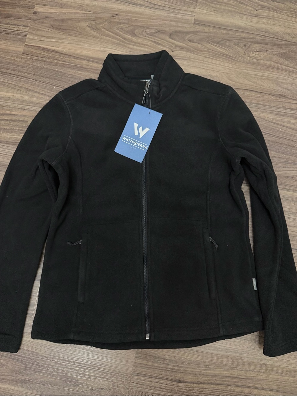 NWT White Sierra Women's sz S Black Full-Zip Fleece Jacket - Stand Collar